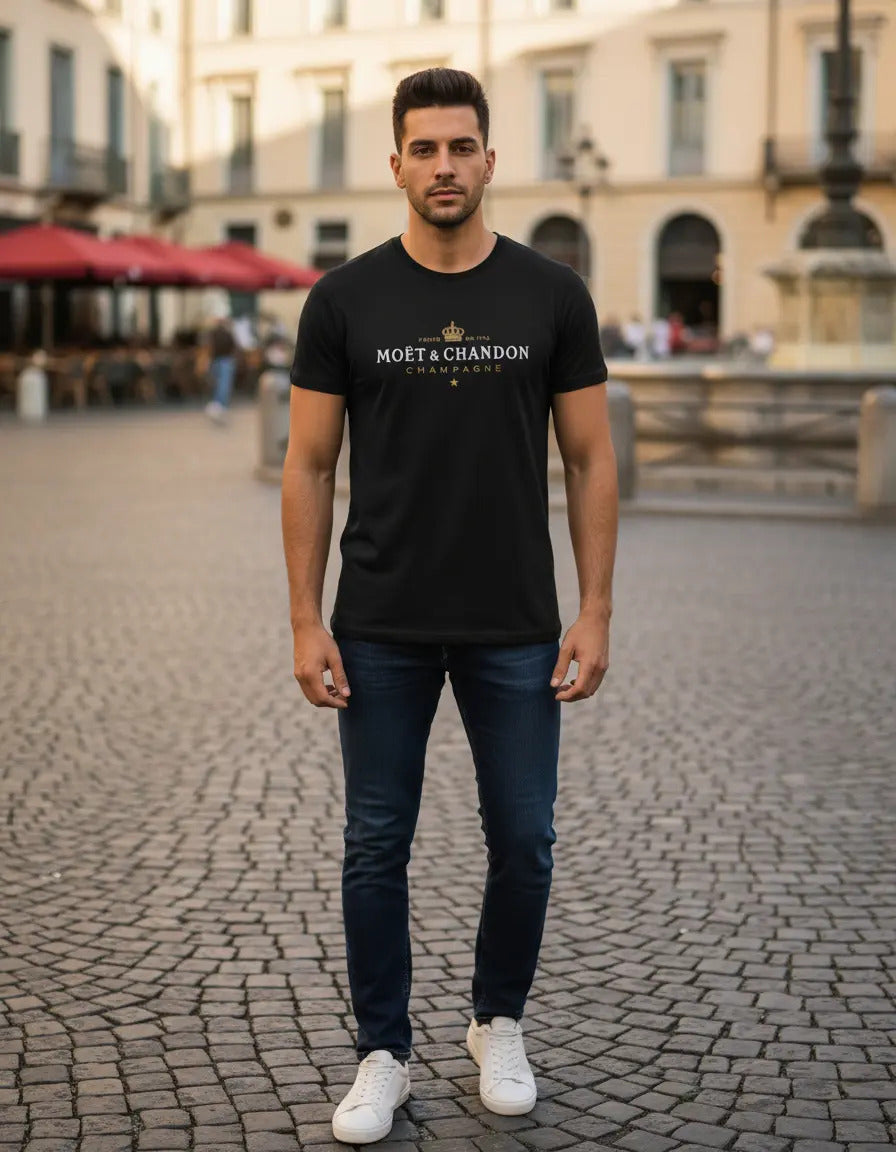 Playera Moët & Chandon Champagne Bebida Lujo Elegante Moda