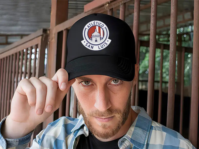 Gorra Trucker Atlético San Luis Fútbol Soccer Liga Mx Deport Negro Ajustable Asl