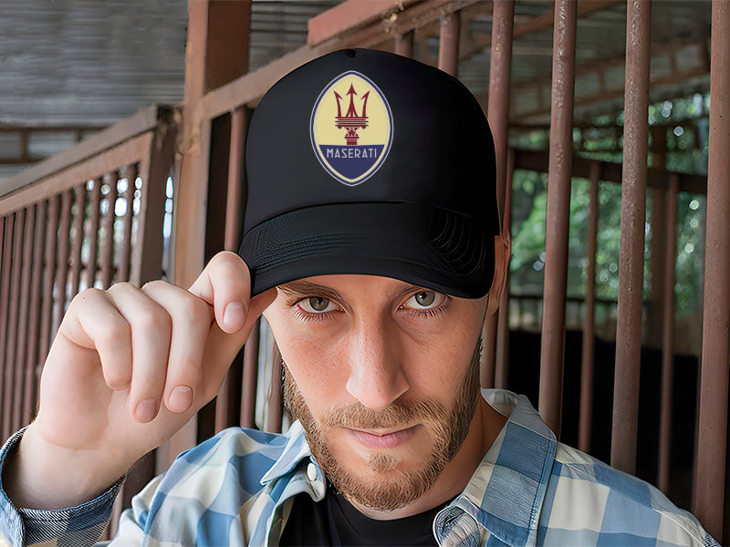 Gorra Trucker Maserati Coche Automóvil Automovilismo Coches Negro Ajustable Msrt
