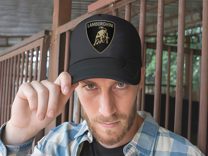 Gorra Trucker Lamborghini Coche Automóvil Automovilismo Negro Ajustable Lmbrghn