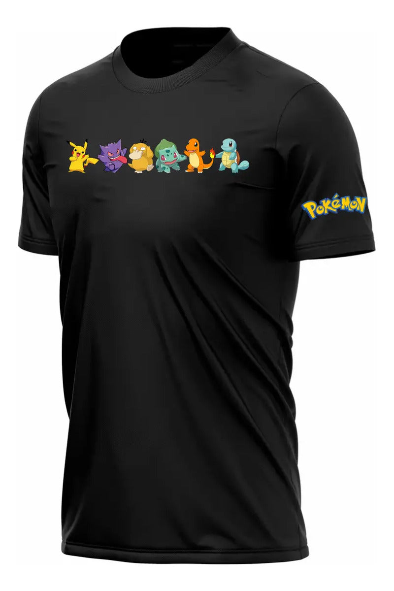 Playera Pokémon Gengar Pikachu Charmander Bulbasaur