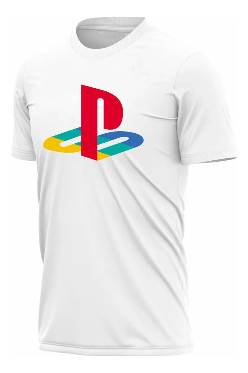 Playera Playstation Videojuegos Gaming Gamer Streaming Ps5 Blanco Logo Xg