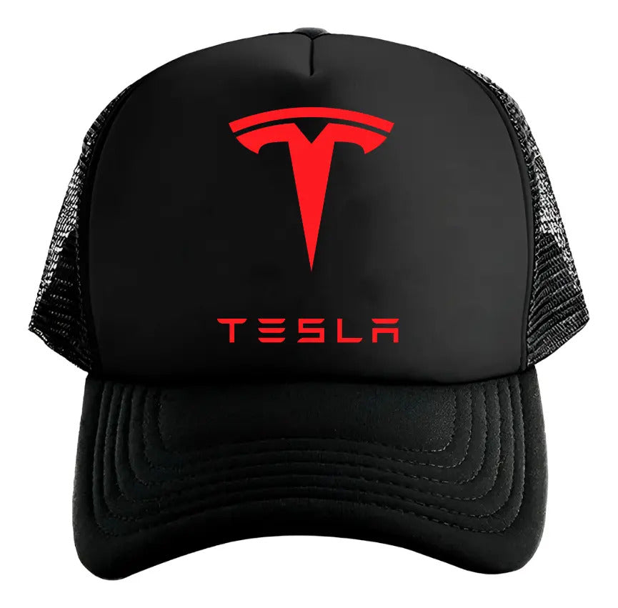 Gorra Trucker Tesla Coche Vehículo Automóvil Automovilismo Negro Ajustable Tesla
