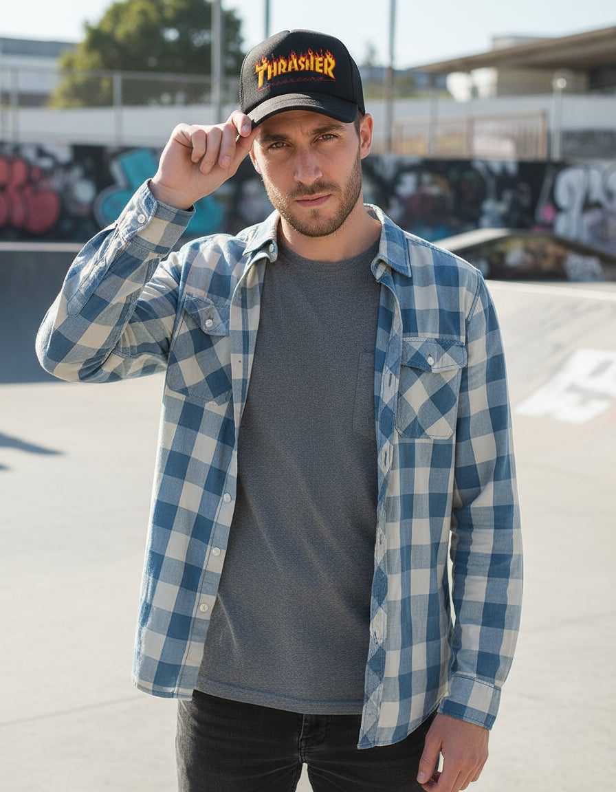 Gorra Thrasher Moda Moderno Elegante Aesthetic Actualidad Negro Ajustable Thrasher