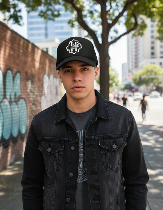 Gorra Trucker Jr H Música Corridos Tumbados Reggaeton Reggae Negro Ajustable Jrh