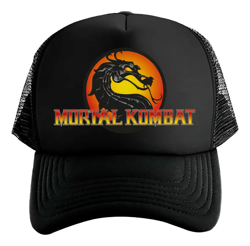 Gorra Trucker Mortal Kombat Videojuegos Gamer Ps5 Xbox Pc Negro Ajustable Mk