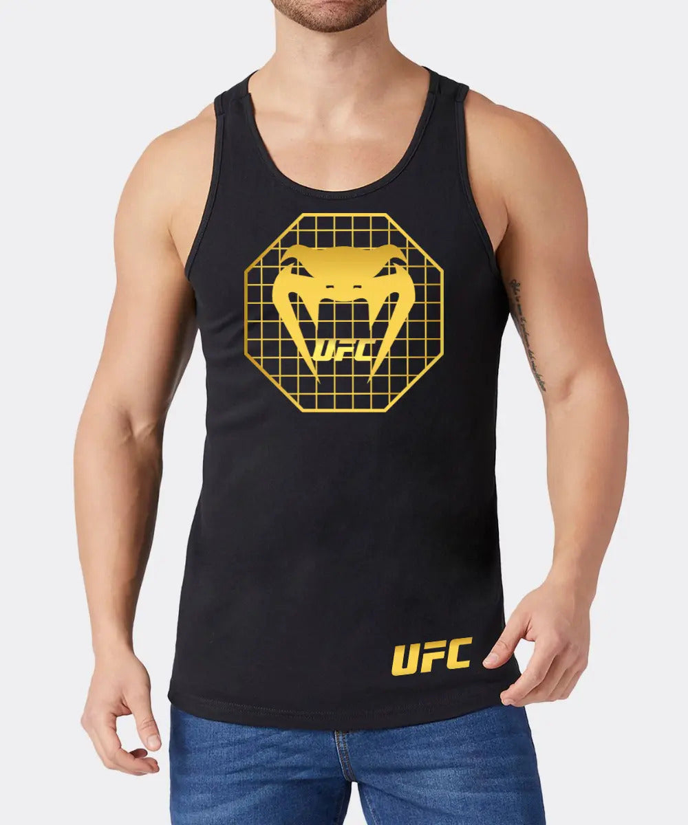 Playera Sin Mangas Venum Ufc Octa Mma Box Muay Thai Kick Negro Gold Ch