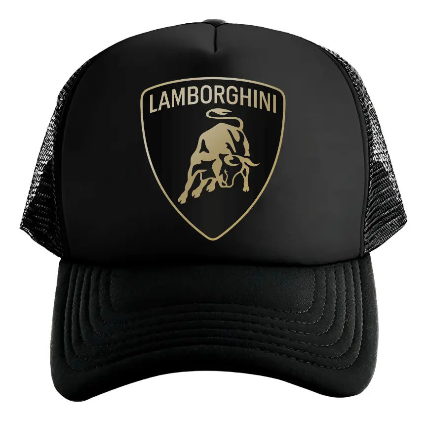 Gorra Trucker Lamborghini Coche Automóvil Automovilismo Negro Ajustable Lmbrghn