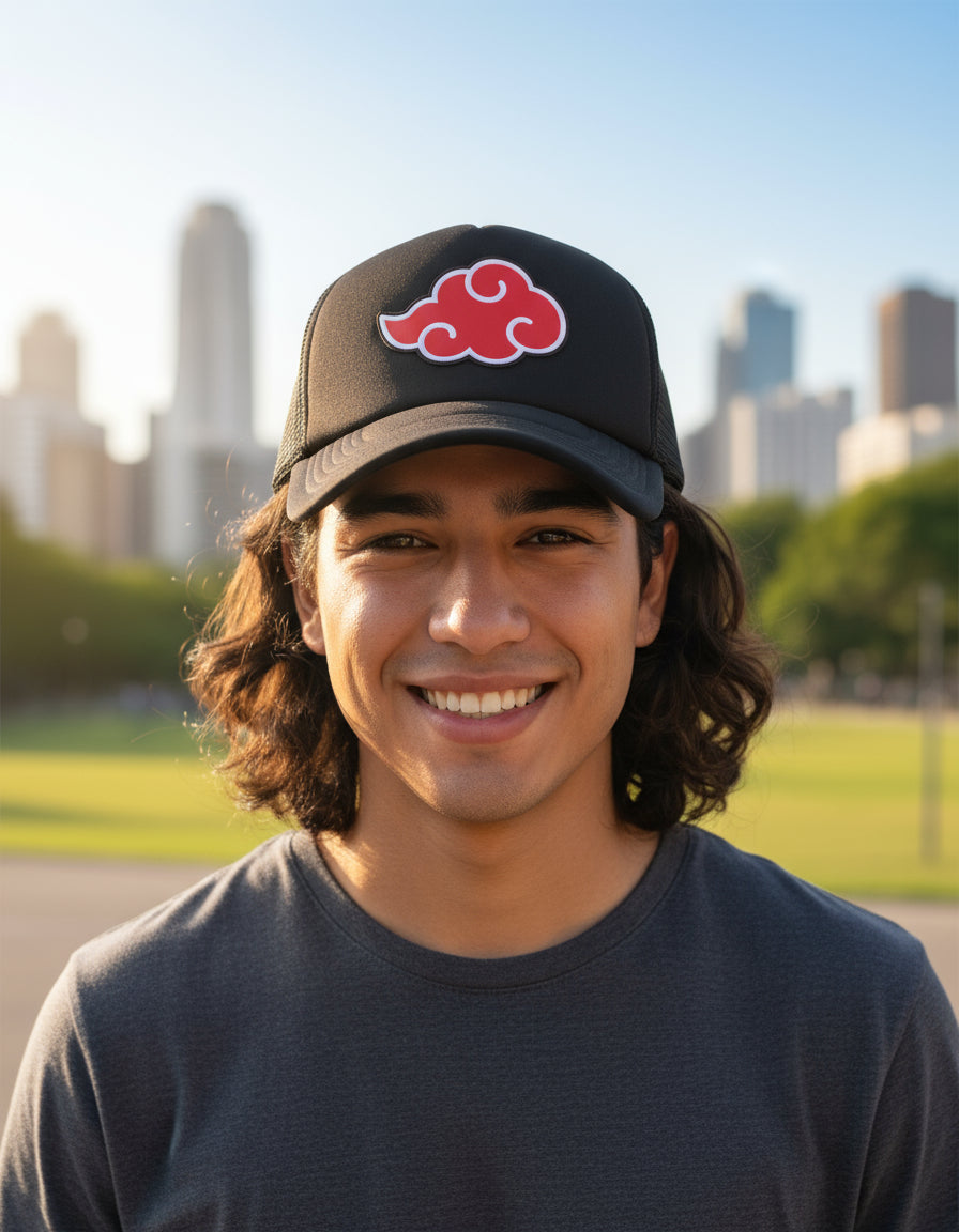 Gorra Akatsuki Naruto Sasuke Itachi Pain Madara Negro Ajustable Akatsuki