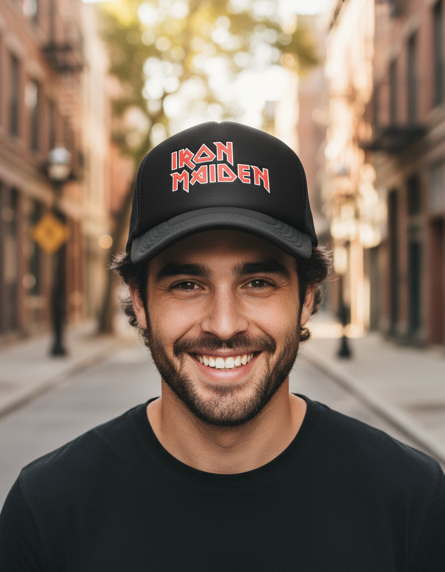 Gorra Iron Maiden Logo Música Rock Negro Ajustable Im