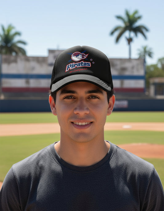 Gorra Trucker Piratas Campeche Béisbol Lmb México Deportes Negro Ajustable Piratas