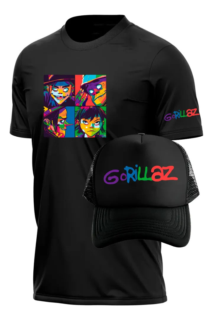 Playera Y Gorra Gorillaz Música Hip Hop Rock Pop Electrónica