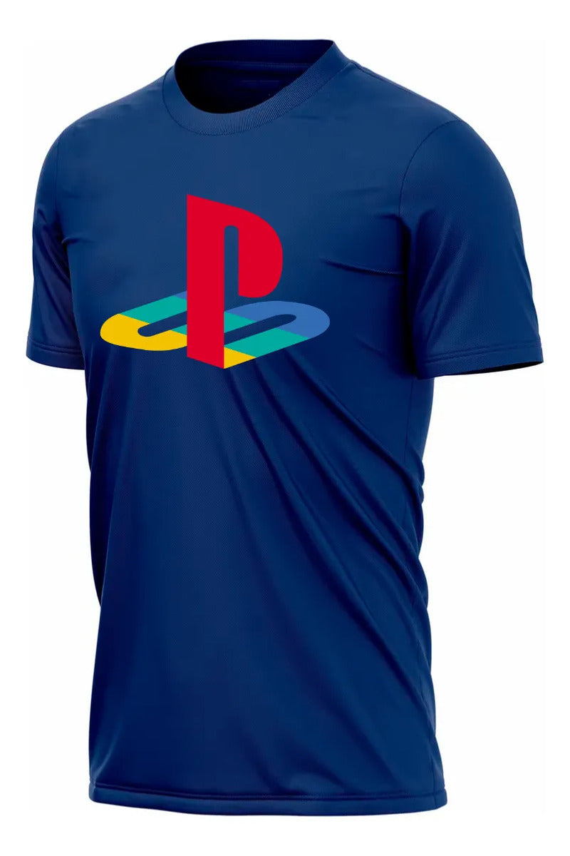 Playera Playstation Videojuegos Gaming Gamer Streaming Ps5 Azul Logo Xg