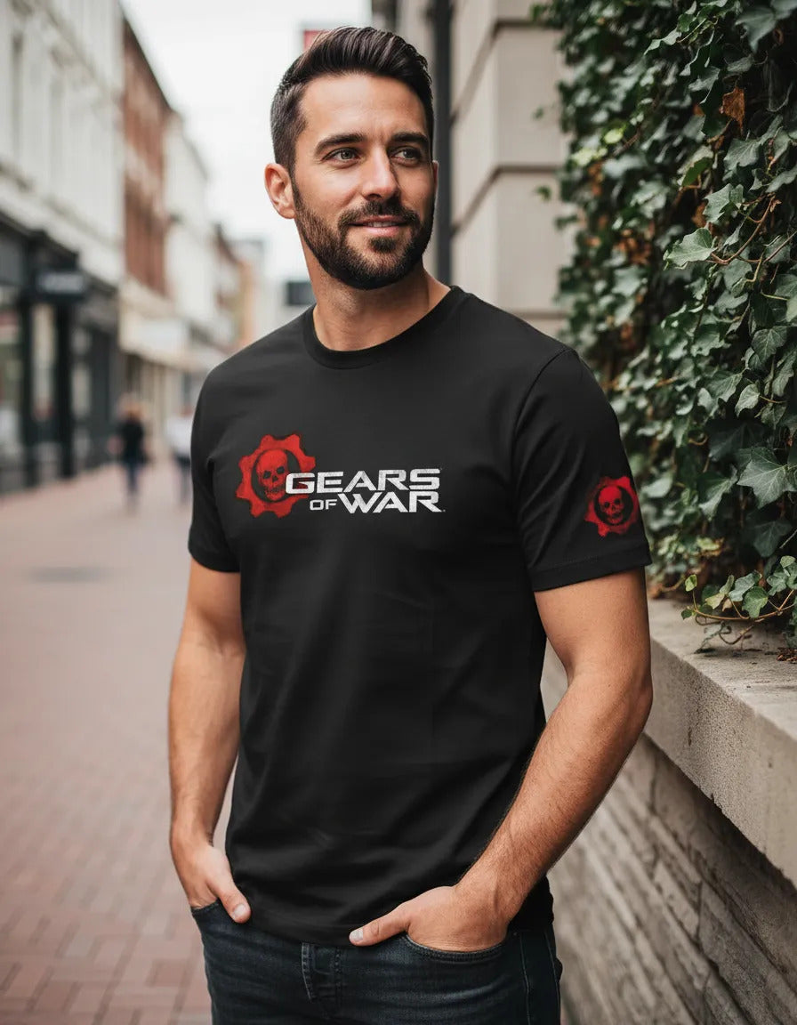 Playera Gears Of War Videojuegos Xbox Playstation Pc Gamer Negro Logo Xg