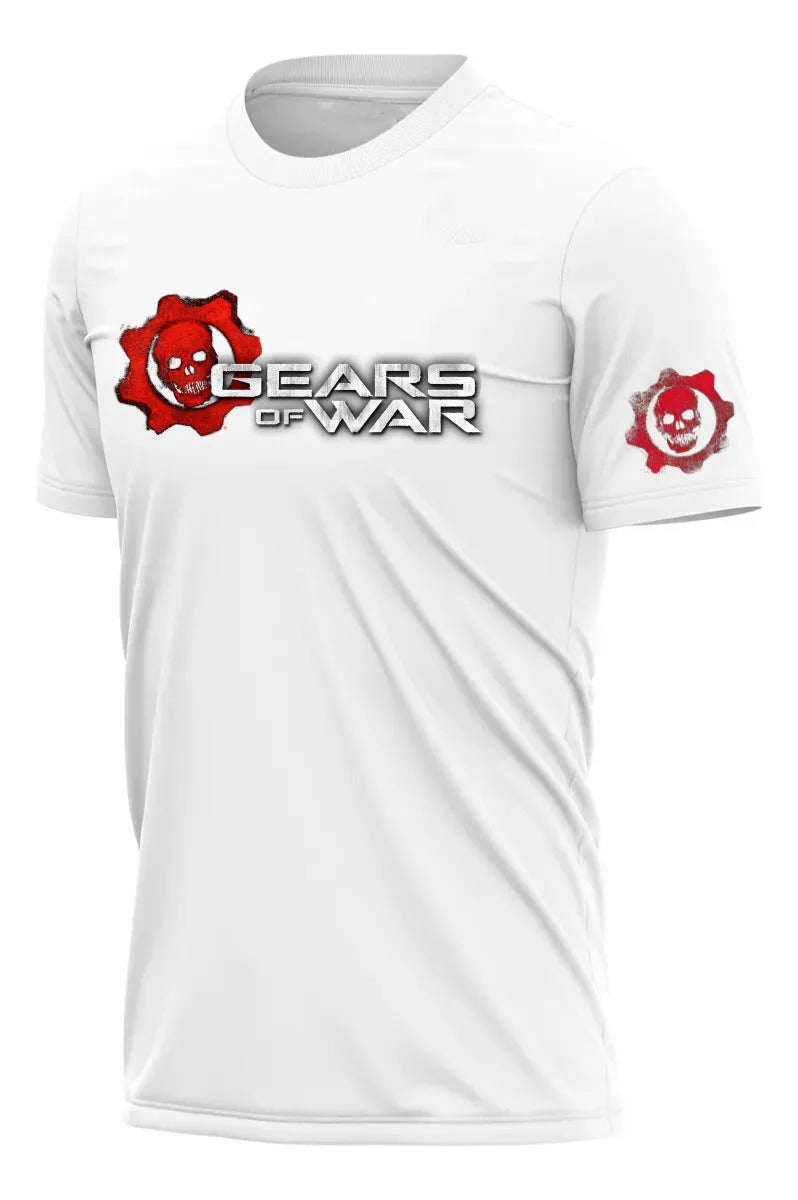 Playera Gears Of War Videojuegos Xbox Playstation Pc Gamer Blanco Logo M