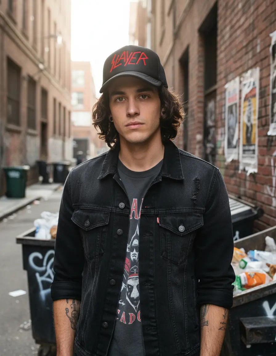 Gorra Trucker Slayer Música Rock Heavy Metal Negro Ajustable Slyr