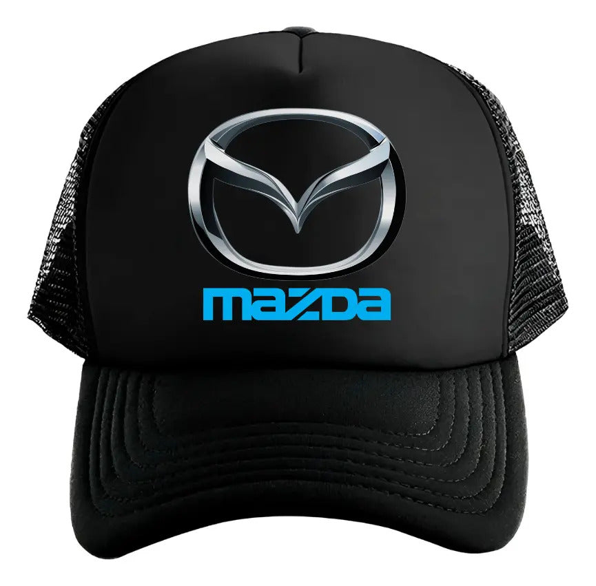 Gorra Trucker Mazda Coche Vehículo Automóvil Automovilismo Negro Ajustable Mzd