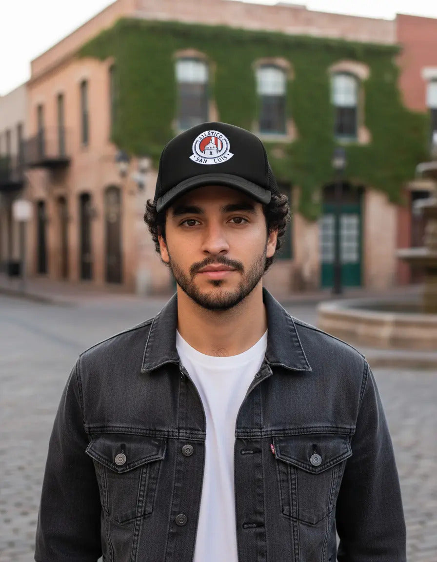 Gorra Trucker Atlético San Luis Fútbol Soccer Liga Mx Deport Negro Ajustable Asl