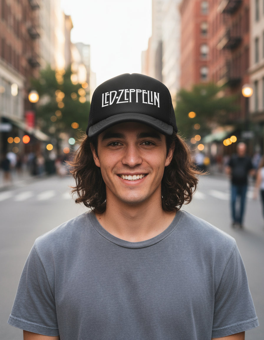 Gorra Trucker Led Zeppelin Música Rock Negro Ajustable Lz