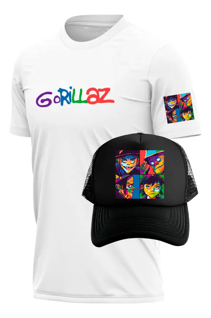 Playera Y Gorra Gorillaz Música Hip Hop Rock Pop Electrónica