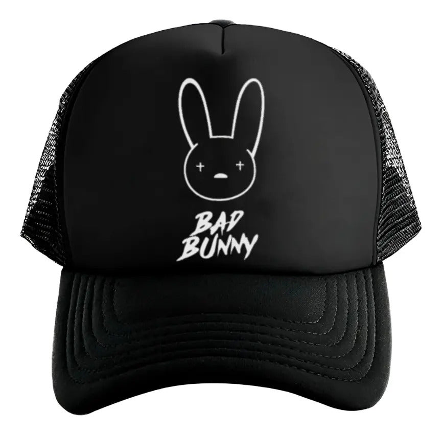 Gorra Trucker Bad Bunny Música Reggaeton Pop Trap Rock Negro Ajustable 1