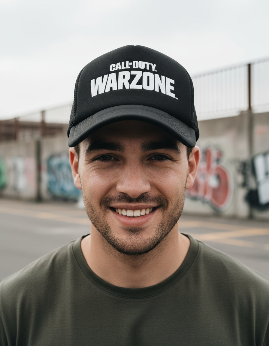 Gorra Trucker Call Of Duty Warzone Videojuegos Gamer Ps5 Pc Negro Ajustable Wrzn