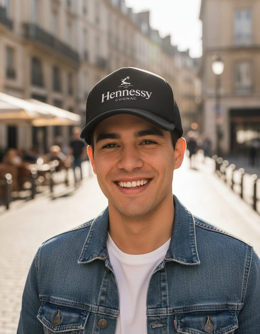 Gorra Trucker Hennessy Coñac Bebida Lujo Elegante Negro Ajustable Hennessy