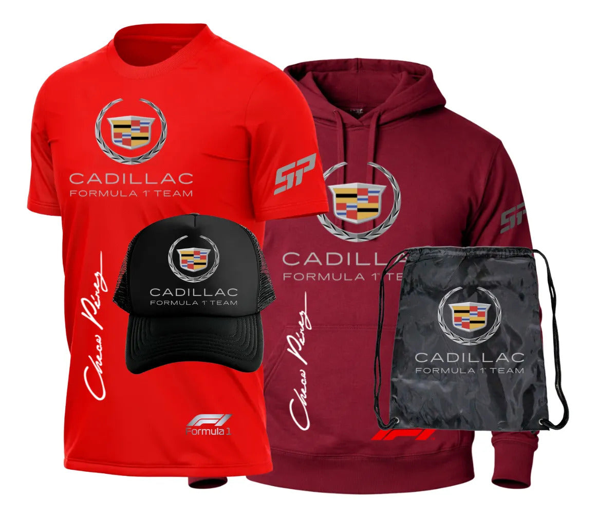 Pack Playera Sudadera Gorra Mochila Cadillac Formula 1 Team