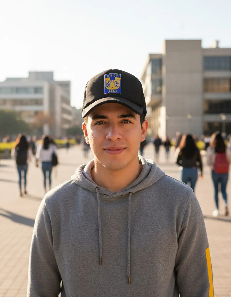 Gorra Trucker Tigres Fútbol Fifa Liga Mx Deportes México Negro Ajustable Tigres