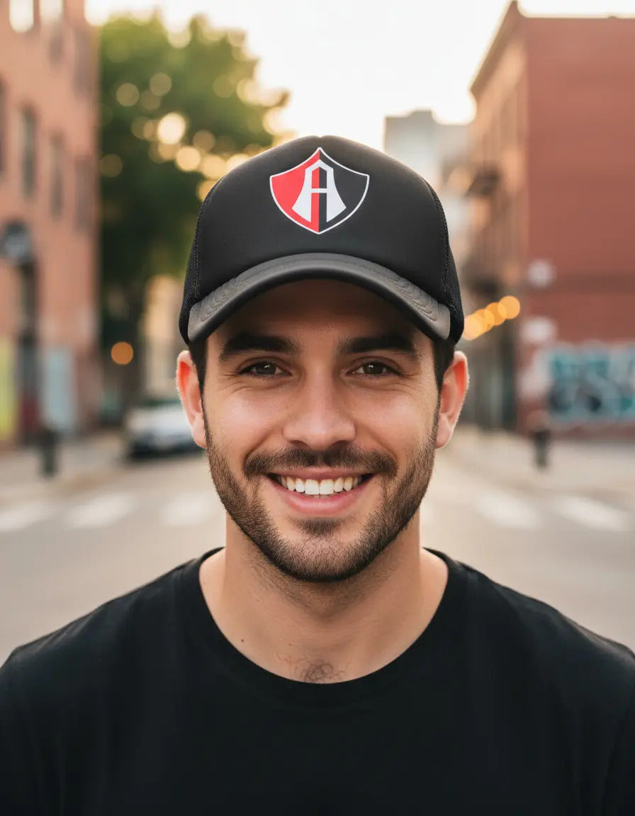 Gorra Trucker Atlas Fútbol Soccer Liga Mx Deportes Negro Ajustable Atls