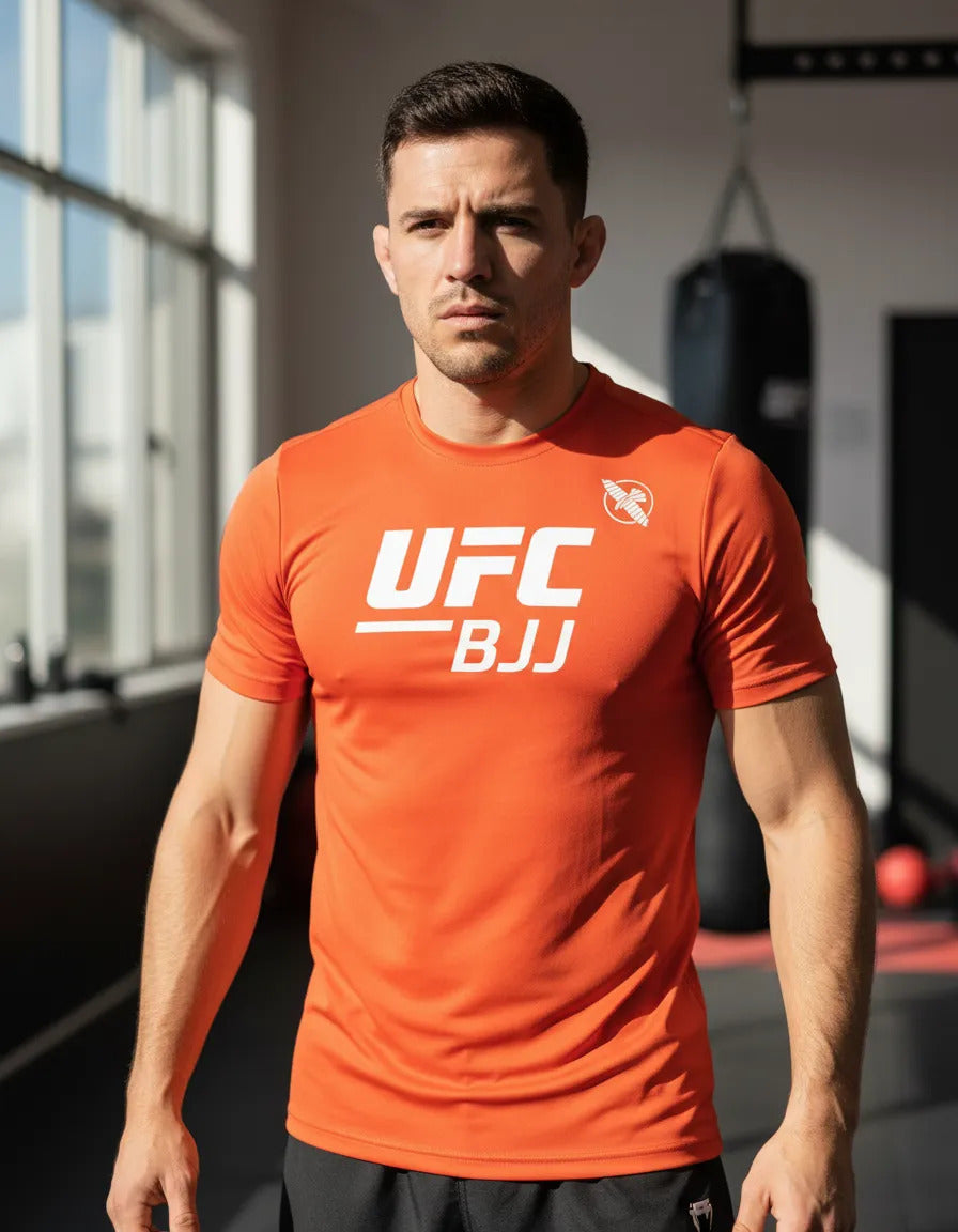 Playera Deportiva Ufc Bjj Brazilian Jiu Jitsu Mma Hayabusa Naranja White Ch