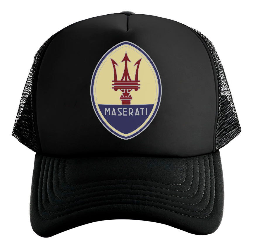 Gorra Trucker Maserati Coche Automóvil Automovilismo Coches Negro Ajustable Msrt