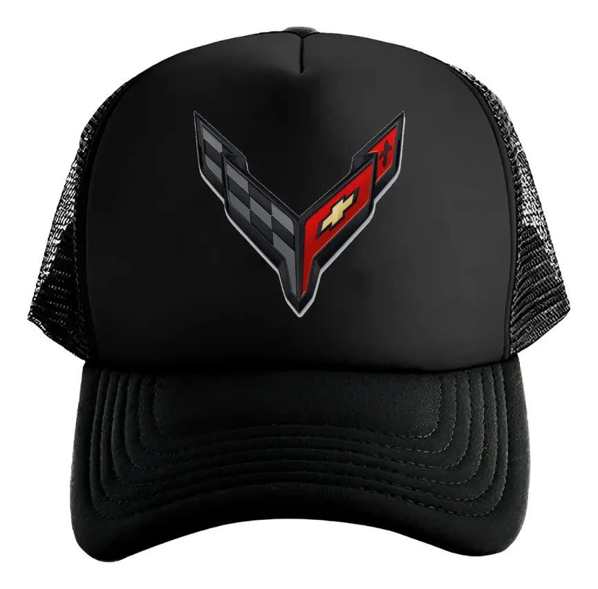 Gorra Corvette Coche Vehículo Automóvil Automovilismo Carro Negro Ajustable Logo