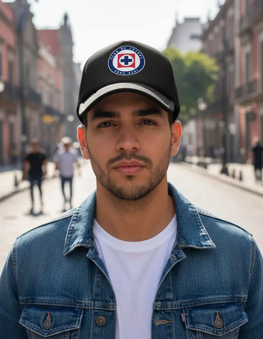 Gorra Trucker Cruz Azul Fútbol Fifa Liga Mx Deportes México Negro Ajustable Cruz Azul