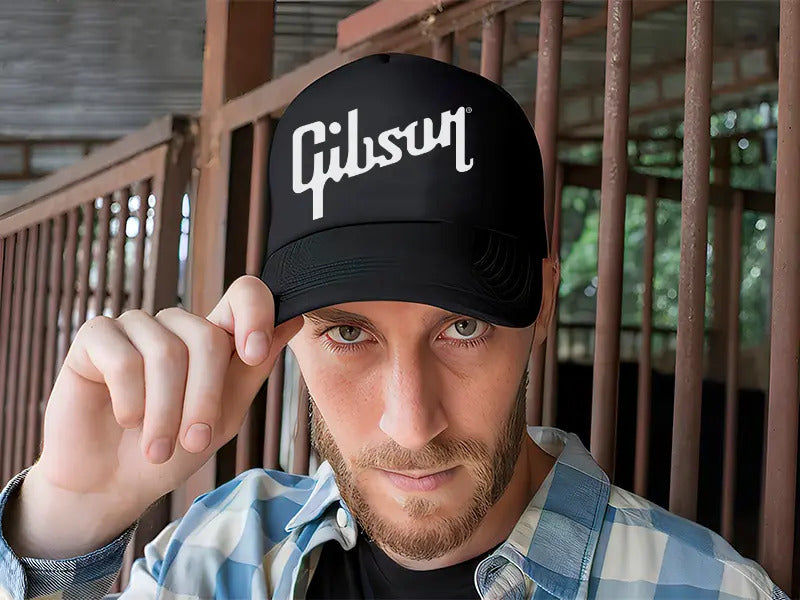 Gorra Trucker Gibson Guitarra Electrica Les Paul Música Rock Negro Ajustable Gbsn