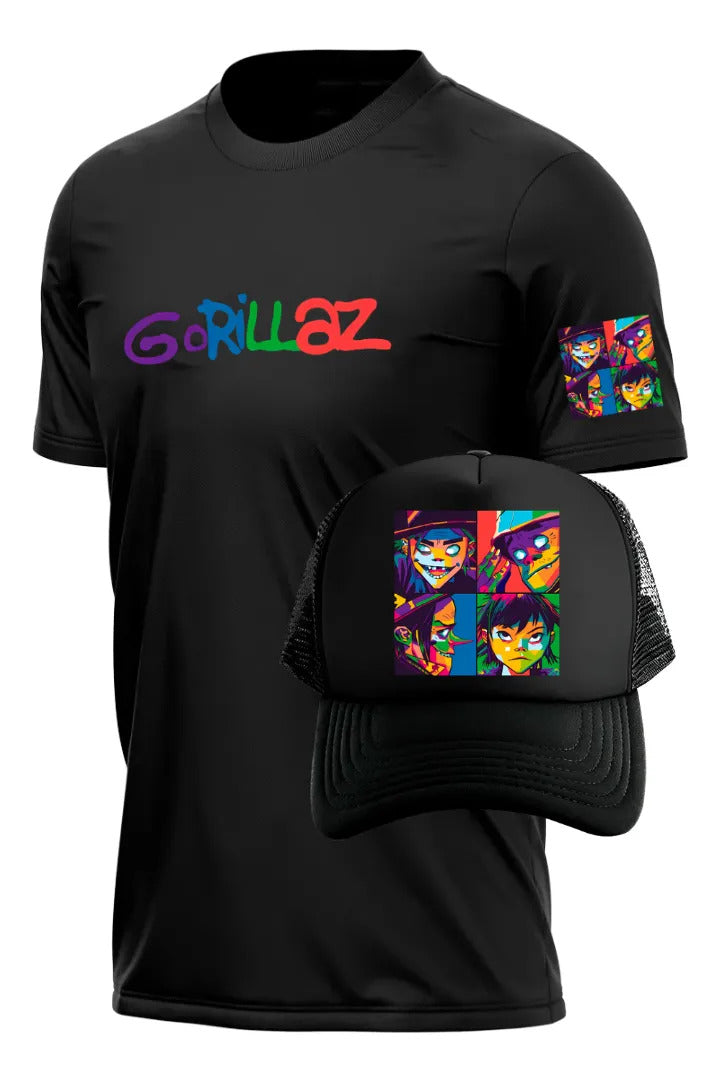Playera Y Gorra Gorillaz Música Hip Hop Rock Pop Electrónica