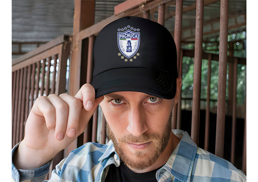 Gorra Trucker Pachuca Fútbol Fifa Liga Mx Deportes México Negro Ajustable Pachuca