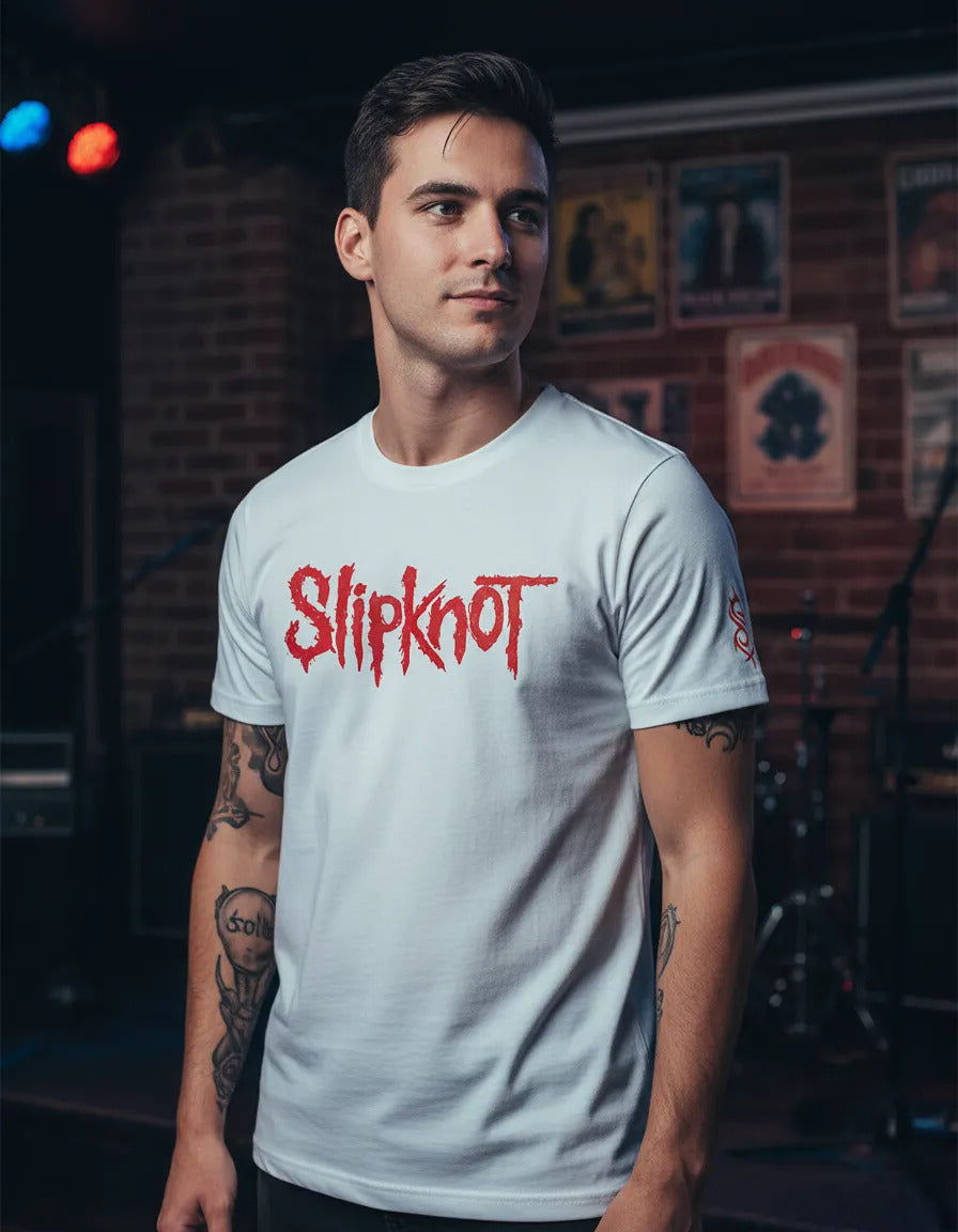 Playera Slipknot Música Rock Heavy Metal Blanco Logo G