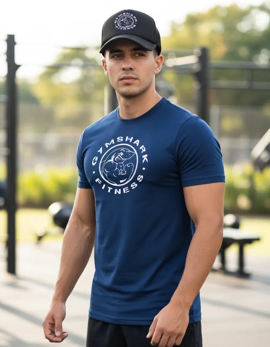 Playera Y Gorra Gym Shark Gym Fitness Running Deportes