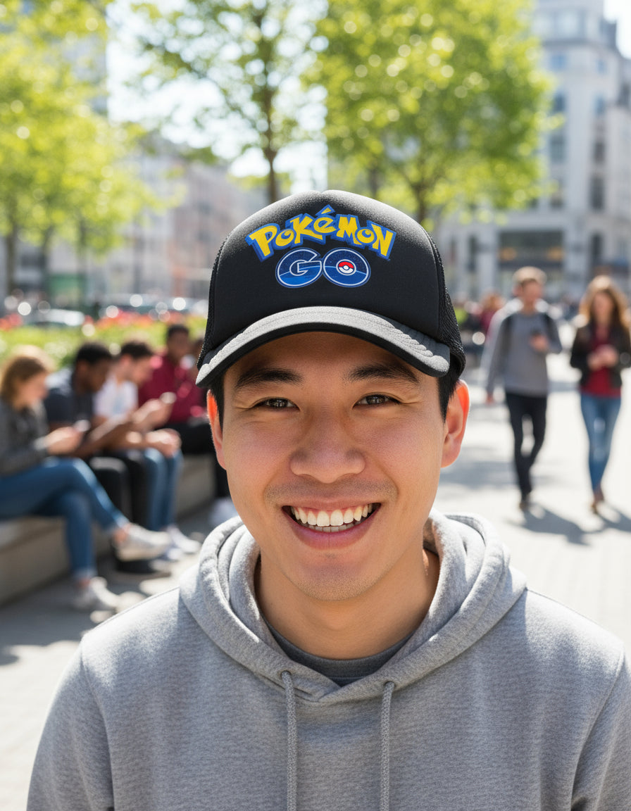Gorra Trucker Pokémon Go Videojuegos Móvil Celular Nintendo Negro Ajustable Pkmn