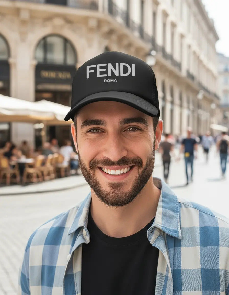 Gorra Fendi Roma Moda Moderno Elegante Aesthetic Actualidad Negro Ajustable Fendi