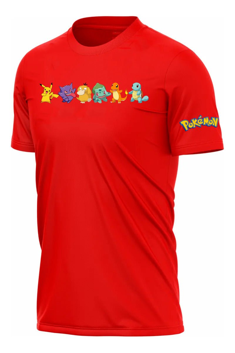 Playera Pokémon Gengar Pikachu Charmander Bulbasaur