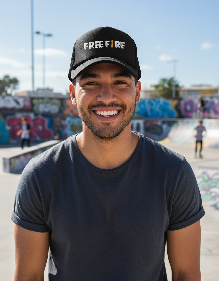 Gorra Trucker Free Fire Videojuegos Móvil Celular Gamer Pc Negro Ajustable Ff