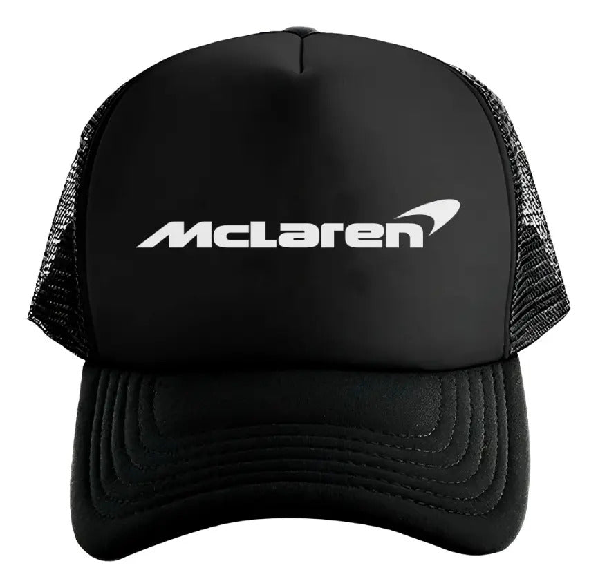 Gorra Trucker Mclaren Coche Vehículo Automóvil Automovilismo Negro Ajustable Mclrn
