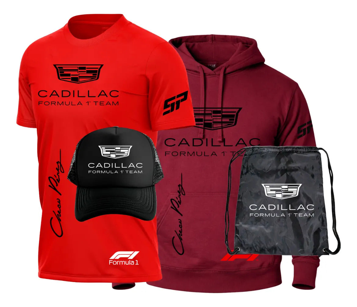 Pack Playera Sudadera Gorra Mochila Cadillac Formula 1 Team