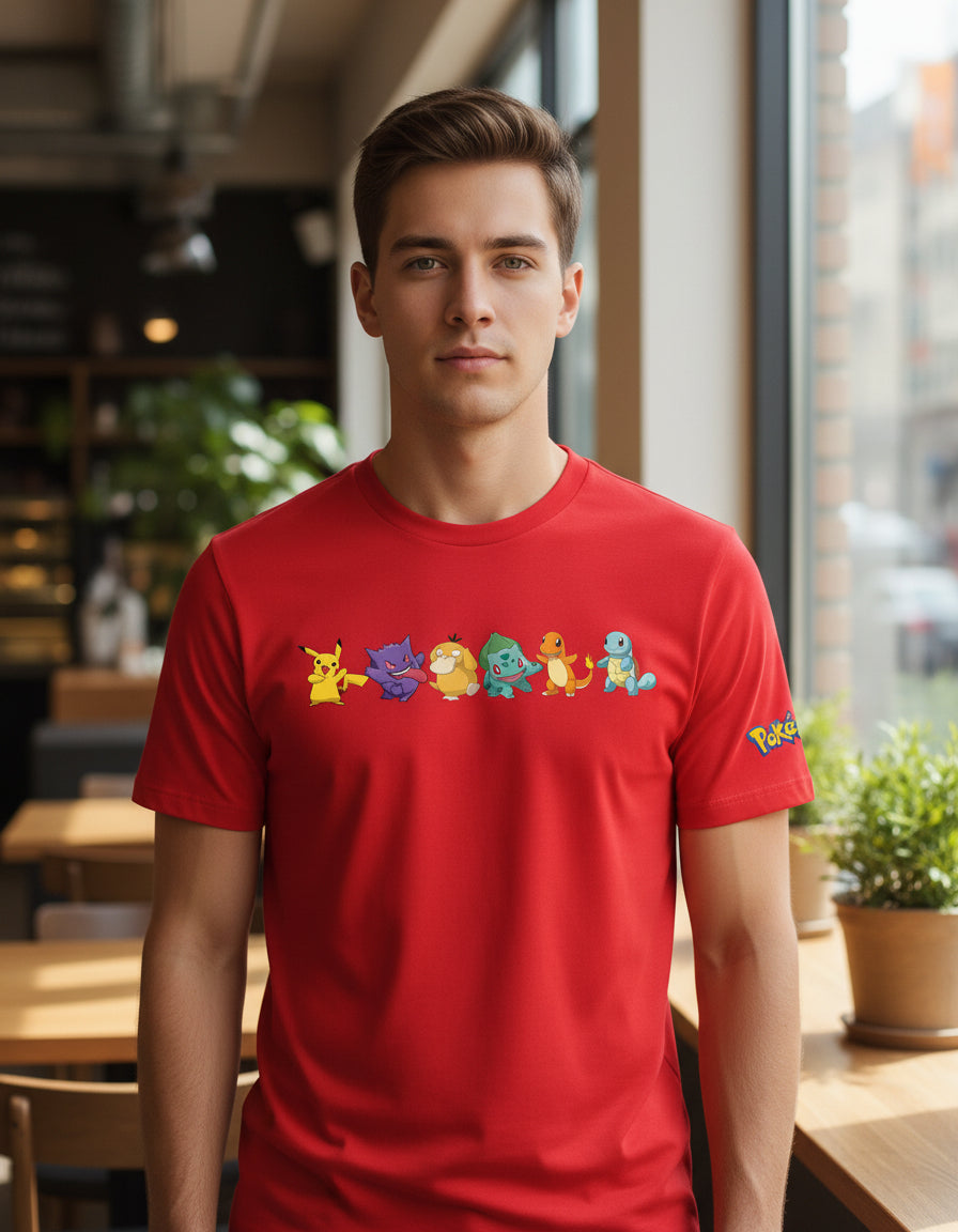 Playera Pokémon Gengar Pikachu Charmander Bulbasaur