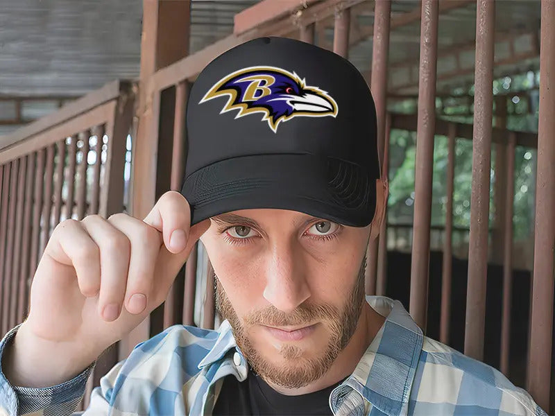 Gorra Trucker Ravens Nfl Fútbol Americano Lamar Jackson Negro Ajustable Br