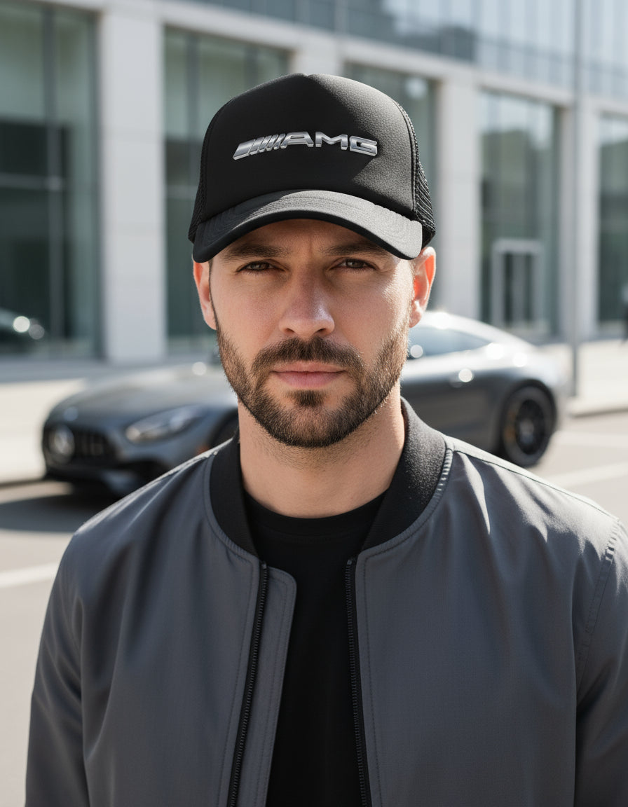 Gorra Trucker Amg Coche Vehículo Automóvil Automovilismo Negro Ajustable Amg