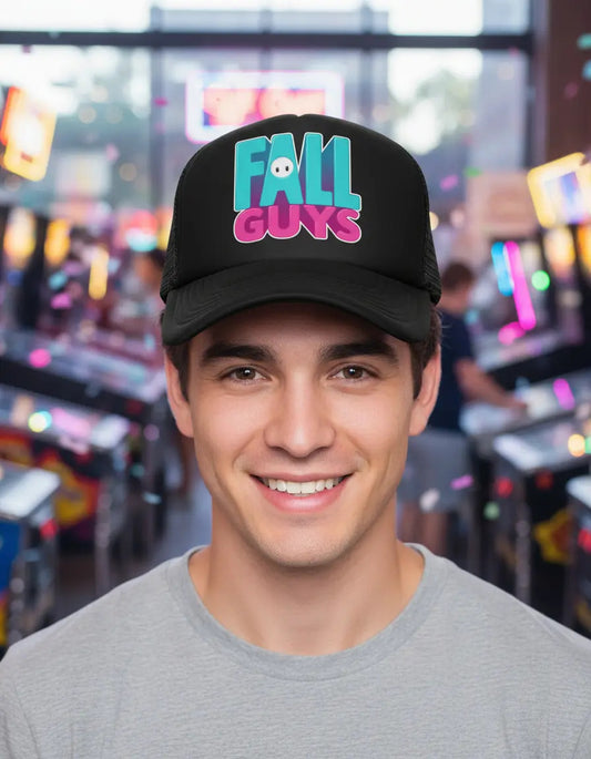 Gorra Trucker Fall Guys Videojuegos Gamer Streaming Ps5 Xbox Negro Ajustable Fg
