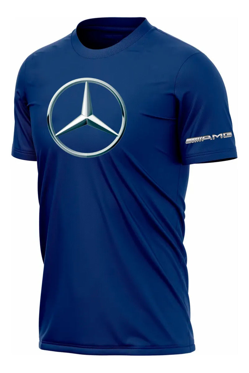 Playera Mercedes Benz Amg Coche Vehículo Automovilismo F1 Azul Logo Xg